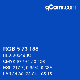 Color code: RGB 5 73 188 | qconv.com