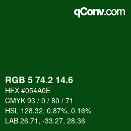 カラーコード: RGB 5 74.2 14.6 | qconv.com