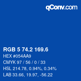 カラーコード: RGB 5 74.2 169.6 | qconv.com