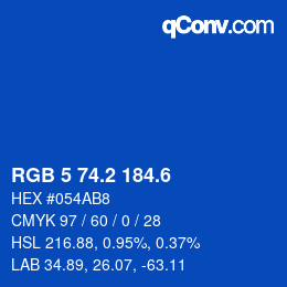 カラーコード: RGB 5 74.2 184.6 | qconv.com