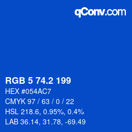 Color code: RGB 5 74.2 199 | qconv.com