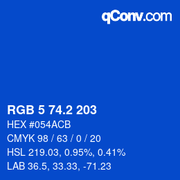 Color code: RGB 5 74.2 203 | qconv.com