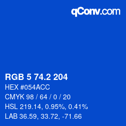 Color code: RGB 5 74.2 204 | qconv.com