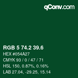 カラーコード: RGB 5 74.2 39.6 | qconv.com