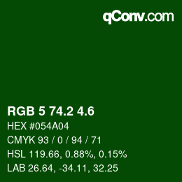 カラーコード: RGB 5 74.2 4.6 | qconv.com