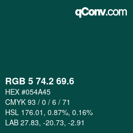 カラーコード: RGB 5 74.2 69.6 | qconv.com
