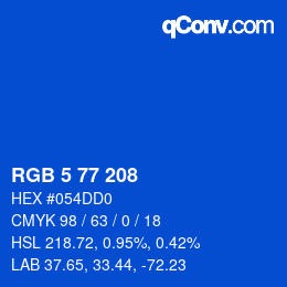 カラーコード: RGB 5 77 208 | qconv.com