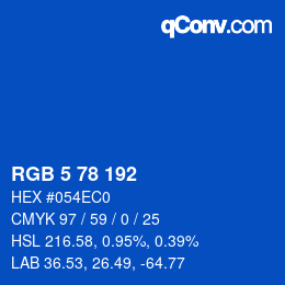 Color code: RGB 5 78 192 | qconv.com