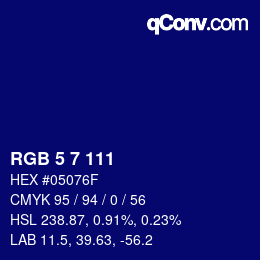 Color code: RGB 5 7 111 | qconv.com
