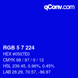 Color code: RGB 5 7 224 | qconv.com