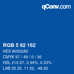 カラーコード: RGB 5 82 162 | qconv.com
