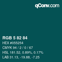Farbcode: RGB 5 82 84 | qconv.com