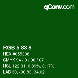 Color code: RGB 5 83 8 | qconv.com