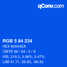 Color code: RGB 5 84 234 | qconv.com