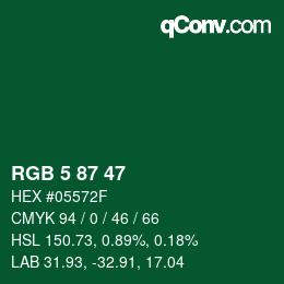 颜色代码: RGB 5 87 47 | qconv.com