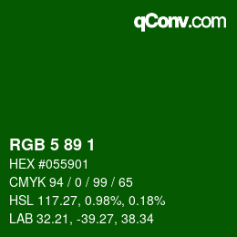 カラーコード: RGB 5 89 1 | qconv.com