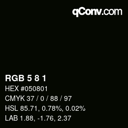 カラーコード: RGB 5 8 1 | qconv.com