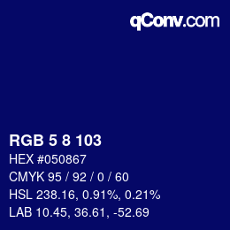 Código de color: RGB 5 8 103 | qconv.com