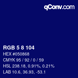 カラーコード: RGB 5 8 104 | qconv.com