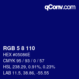 カラーコード: RGB 5 8 110 | qconv.com