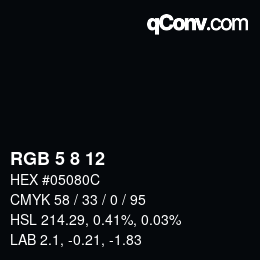 Color code: RGB 5 8 12 | qconv.com