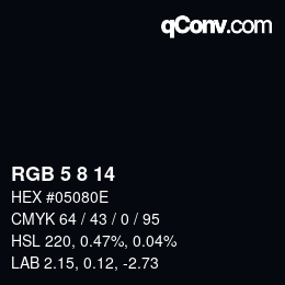 Color code: RGB 5 8 14 | qconv.com