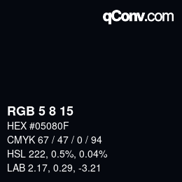 カラーコード: RGB 5 8 15 | qconv.com