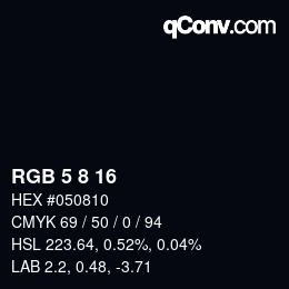カラーコード: RGB 5 8 16 | qconv.com