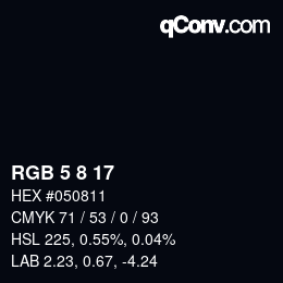 カラーコード: RGB 5 8 17 | qconv.com