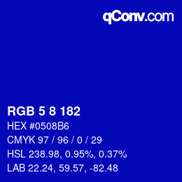 カラーコード: RGB 5 8 182 | qconv.com