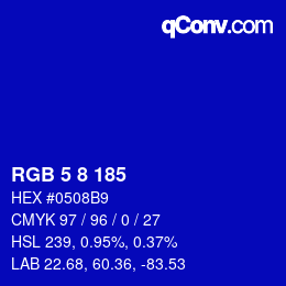 カラーコード: RGB 5 8 185 | qconv.com