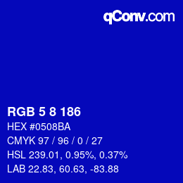カラーコード: RGB 5 8 186 | qconv.com