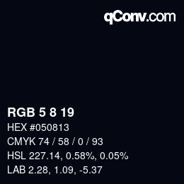 カラーコード: RGB 5 8 19 | qconv.com