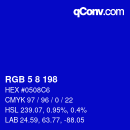 Código de color: RGB 5 8 198 | qconv.com