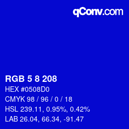 Color code: RGB 5 8 208 | qconv.com