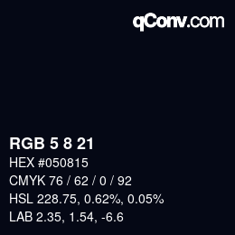 Color code: RGB 5 8 21 | qconv.com