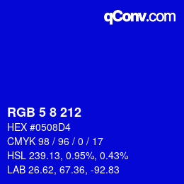 Color code: RGB 5 8 212 | qconv.com