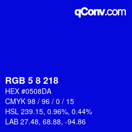 カラーコード: RGB 5 8 218 | qconv.com