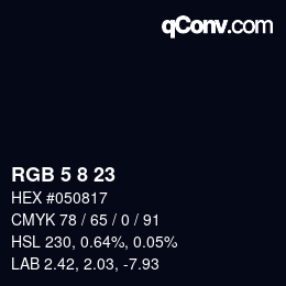 カラーコード: RGB 5 8 23 | qconv.com