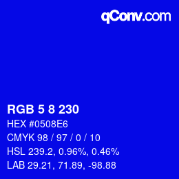 カラーコード: RGB 5 8 230 | qconv.com
