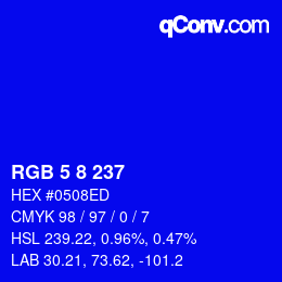 カラーコード: RGB 5 8 237 | qconv.com