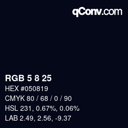 カラーコード: RGB 5 8 25 | qconv.com