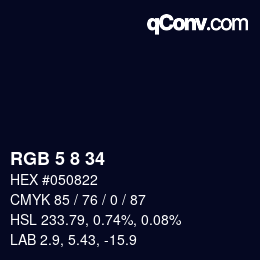 カラーコード: RGB 5 8 34 | qconv.com