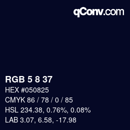 Color code: RGB 5 8 37 | qconv.com