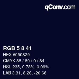 カラーコード: RGB 5 8 41 | qconv.com