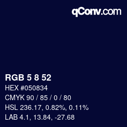 カラーコード: RGB 5 8 52 | qconv.com