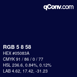 カラーコード: RGB 5 8 58 | qconv.com