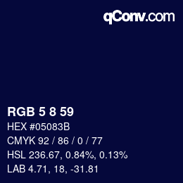 カラーコード: RGB 5 8 59 | qconv.com