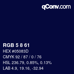 カラーコード: RGB 5 8 61 | qconv.com