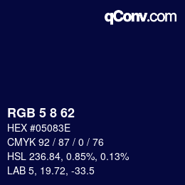 颜色代码: RGB 5 8 62 | qconv.com